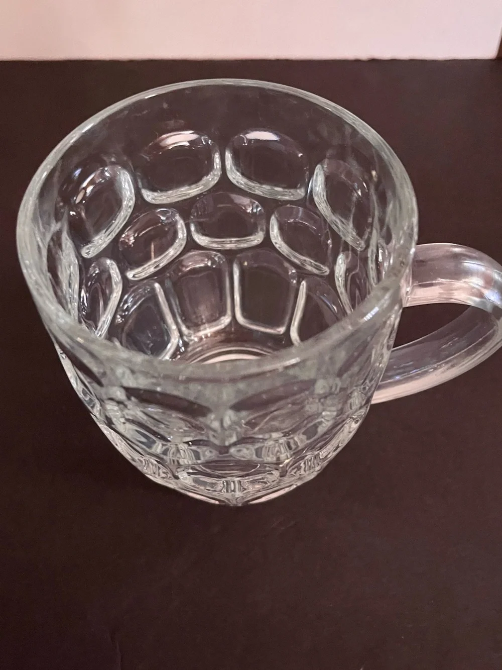 Ravenhead R5V1 Dimple Thumbprint Panel Clear Pressed Jug Glass Handle Mug